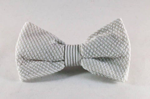 Preppy Khaki Seersucker Dog Bow Tie