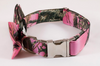 Pretty Pink Sporting Girl Camo Bow Tie Dog Collar