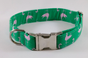 Preppy Green and Pink Flamingo Bow Tie Dog Collar