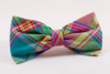 Preppy Pink Madras Plaid Bow Tie Dog Collar