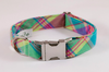 Preppy Pink Madras Plaid Bow Tie Dog Collar