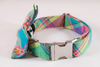 Preppy Pink Madras Plaid Bow Tie Dog Collar