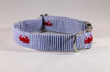 Preppy Navy Blue Crab Seersucker Bow Tie Dog Collar