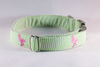 Preppy Green and Pink Flamingo Seersucker Dog Collar