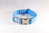 Preppy Aqua and Coral Seaside Stripes Dog Bow Tie Collar