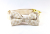Preppy Khaki Gingham Dog Bow Tie Collar