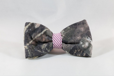 The Sporting Pup Camo and Pink Seersucker Dog Bow Tie