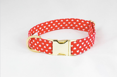 Be My Valentine Red Hearts Dog Collar