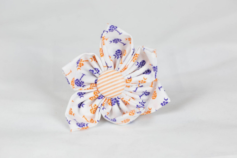 Purple and Orange Clemson Tigers Palmetto Palm Tree Seersucker Game Day Girl Dog Flower Bow Tie