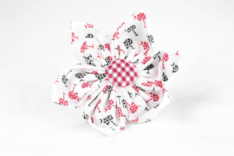 Gamecocks Garnet and Black Gingham Palmetto Palm Tree Game Day Girl Dog Flower Bow Tie