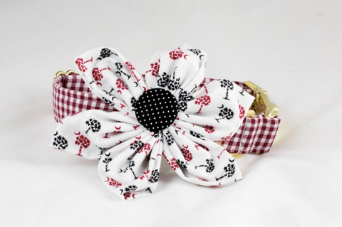 Gamecocks Garnet and Black Gingham Palmetto Palm Tree Game Day Girl Dog Flower Bow Tie Collar